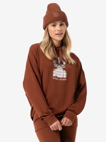 super.natural Hoodie "Snow Cat" in Hellbraun
