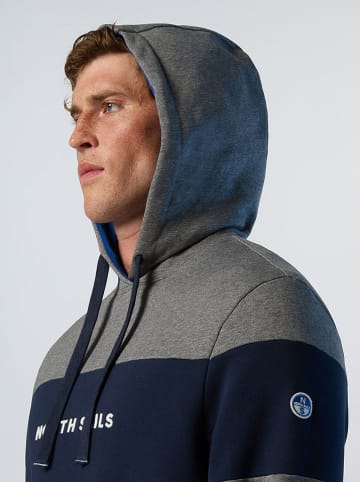 North Sails Hoodie in Grau/ Dunkelblau