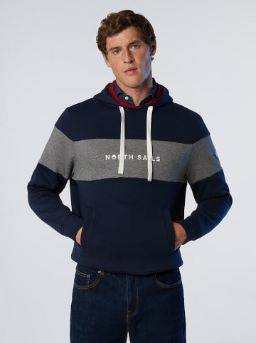North Sails Hoodie in Dunkelblau/ Grau