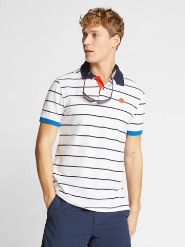 North Sails Koszulka polo w kolorze biało-pomarańczowo-niebieskim