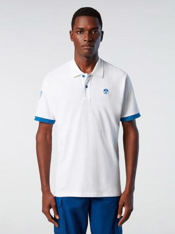 North Sails Poloshirt in Weiß/ Blau