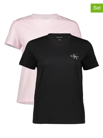 Calvin Klein 2er-Set: Shirts in Schwarz/ Rosa