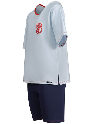 Skiny Pyjama in Hellblau/ Dunkelblau