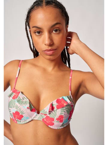 Skiny Bikini-Oberteil in Rot/ Grün/ Beige