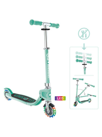 GLOBBER Step "Flow Foldable Junior Lights" met led-wielen turquoise - vanaf 3 jaar