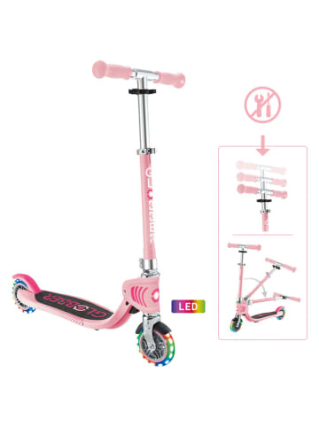 GLOBBER Scooter "Flow Foldable Junior Lights" mit Leuchtrollen in Rosa - ab 3 Jahren