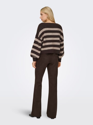 ONLY Pullover in Dunkelbraun/ Beige