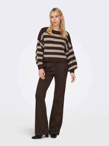 ONLY Sweter w kolorze ciemnobrązowo-beżowym