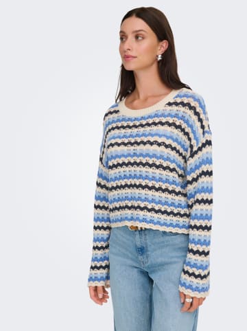 ONLY Pullover in Hellblau/ Blau/ Creme