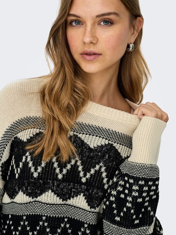 ONLY Pullover in Beige/ Schwarz