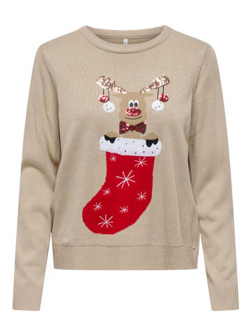 ONLY Sweter w kolorze beżowo-czerwonym