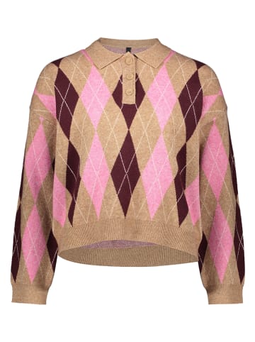 ONLY Sweter w kolorze jasnobrązowo-jasnoróżowo-fioletowym