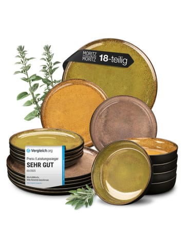 Moritz & Moritz 18-delige serviesset "Vida" geel/groen
