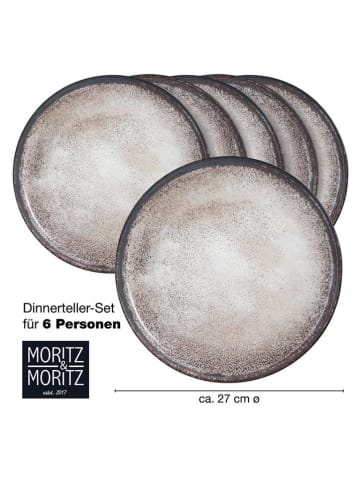 Moritz & Moritz 6er-Set: Speiseteller "Vida" in Beige - Ø 27 cm