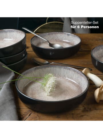 Moritz & Moritz 6-delige set: soepborden "Vida" beige/grijs - Ø 19 cm