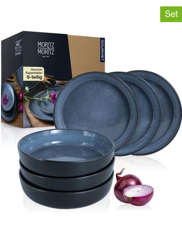 Moritz & Moritz 6-delige set: soepborden "Vida" blauw - Ø 19 cm