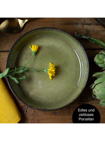 Moritz & Moritz Talerze głębokie (6 szt.) "Vida" w kolorze żółto-zielono-szarym - Ø 19 cm