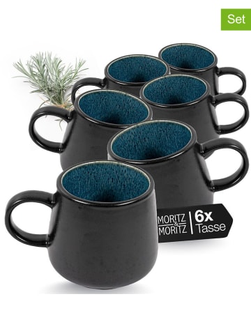 Moritz & Moritz Kubki (6 szt.) "Solid" w kolorze czarno-niebieskim - 400 ml