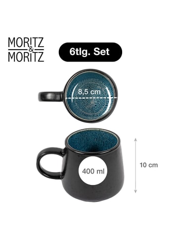 Moritz & Moritz Kubki (6 szt.) "Solid" w kolorze czarno-niebieskim - 400 ml