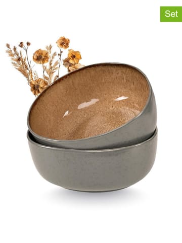 Moritz & Moritz 2-delige set: serveerschalen "Organic" grijs/lichtbruin - Ø 23 cm