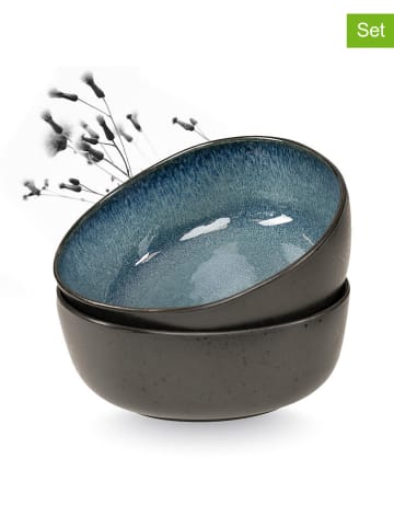 Moritz & Moritz 2er-Set: Servierschalen "Organic" in Grau/ Blau - Ø 23 cm