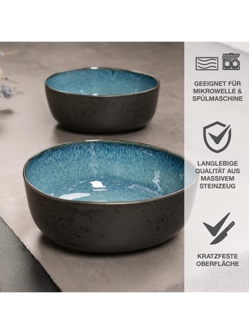 Moritz & Moritz 2-delige set: serveerschalen "Organic" grijs/blauw - Ø 23 cm