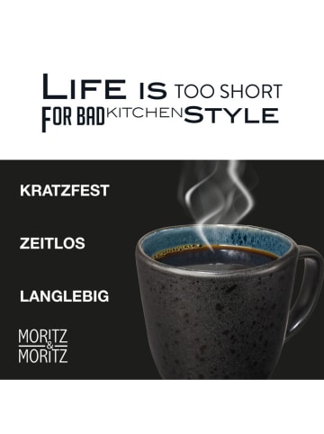 Moritz & Moritz 6-delige set: koppen "Organic" zwart/lichtblauw - 380 ml