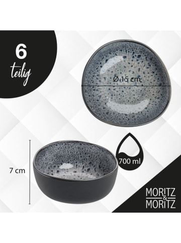 Moritz & Moritz 6er-Set: Schalen ''Organic'' in Beige/ Grau - 700 ml