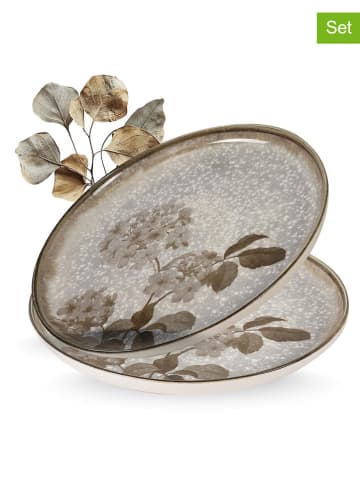 Moritz & Moritz 2-delige set: Serveerbord "Blossom" lichtgrijs/beige - Ø 30 cm