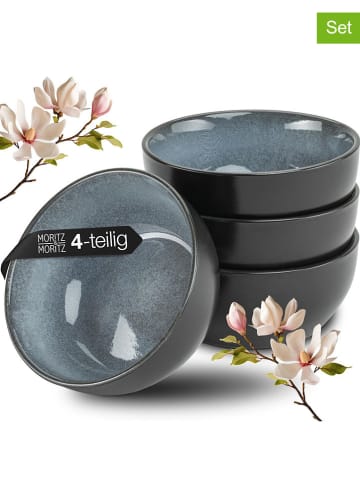 Moritz & Moritz 4er-Set: Miso-Schalen "Vida" in Schwarz/ Blau - Ø 12 cm