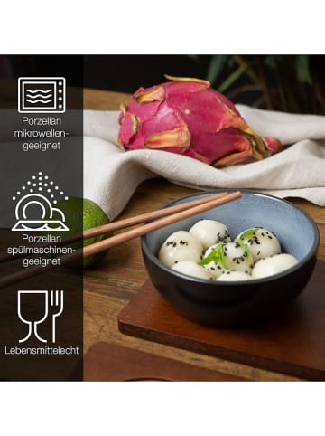 Moritz & Moritz 4-delige set: misokommen "Vida" zwart/blauw - Ø 12 cm