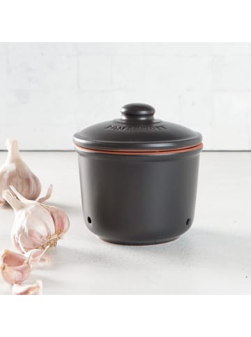 Römertopf Garnek "Mini" w kolorze czarno-pomarańczowym na czosnek - 600 ml