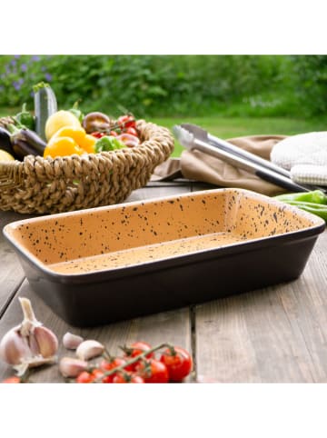 Römertopf Grillschale in Beige/ Schwarz - (B)22 x (H)5 x (T)15 cm