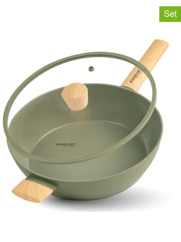 Römertopf 2tlg. Set: Frittierpfanne in Grün - Ø 30 cm