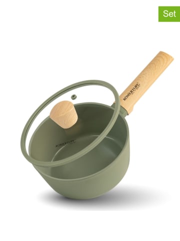 Römertopf 2tlg. Set: Stielkasserolle in Grün - Ø 18 cm