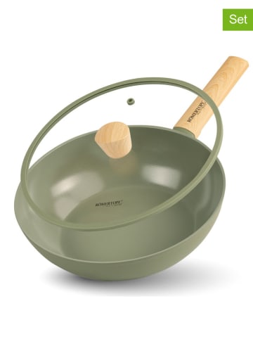 Römertopf 2tlg. Set: Wok in Grün - Ø 28 cm