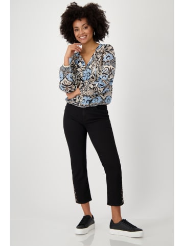 monari Blouse crème/lichtblauw/zwart