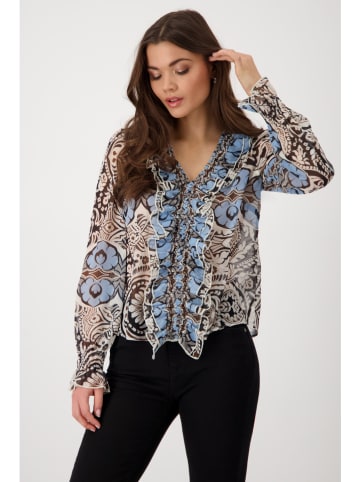 monari Bluse in Creme/ Hellblau/ Schwarz