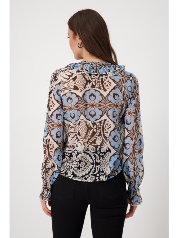 monari Blouse crème/lichtblauw/zwart