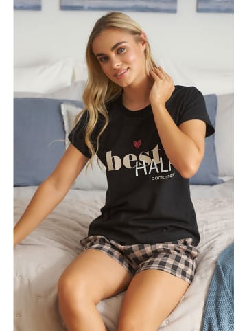 Doctor Nap Pyjama in Schwarz/ Grau
