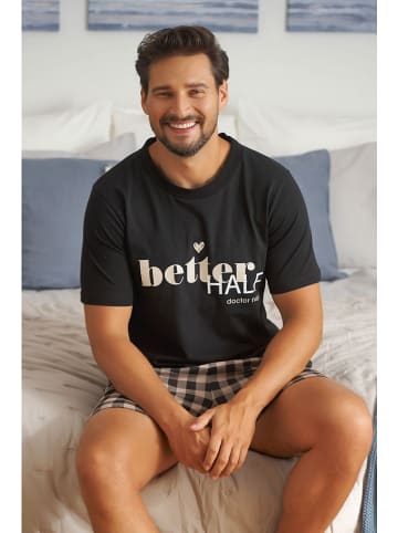 Doctor Nap Pyjama in Schwarz/ Grau