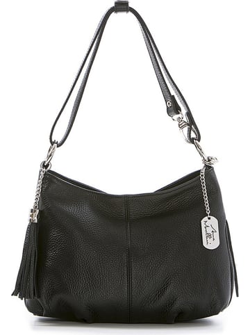 Anna Morellini Leder-Schultertasche "Mia" in Schwarz - (B)30 x (H)20 x (T)8 cm