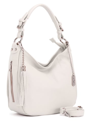 Anna Morellini Leder-Schultertasche "Fiorella" in Creme - (B)30 x (H)27 x (T)9 cm