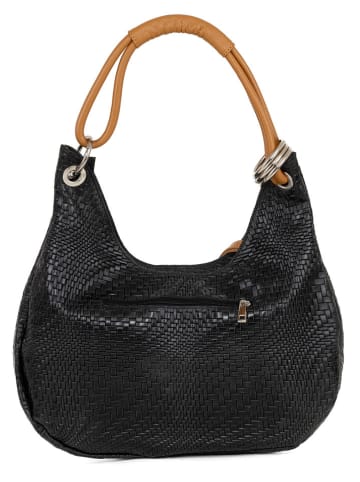 Anna Morellini Leder-Schultertasche "Concetta" in Schwarz - (B)38 x (H)34 x (T)10 cm