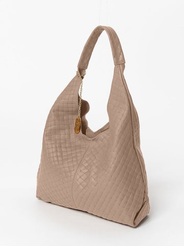 Anna Morellini Skórzana torebka "Nicolina" w kolorze szarobrązowym - 41 x 42 x 11 cm