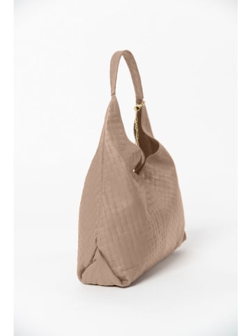 Anna Morellini Skórzany shopper bag "Nicolina" w kolorze szarobrązowym - 41 x 42 x 11 cm