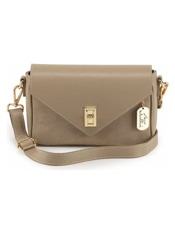 Anna Morellini Leren schoudertas "Stefanetta" taupe - (B)24 x (H)16 x (D)6,5 cm