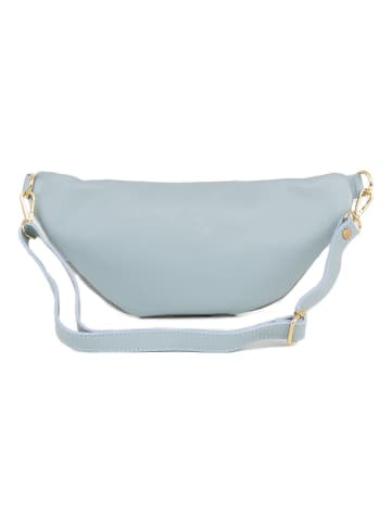 Anna Morellini Leren borstbuidel "Carola" grijs/lichtblauw - (B)32 x (H)16 x (D)9,5 cm