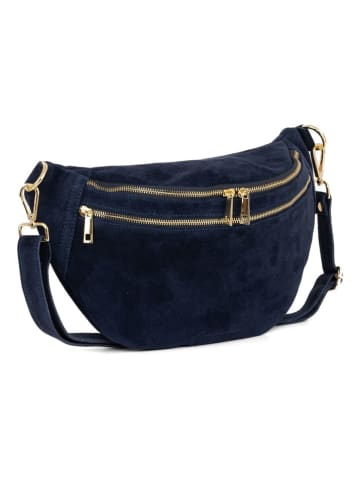 Anna Morellini Leren borstbuidel "Lolanda" blauwgrijs - (B)36 x (H)22 x (D)12 cm