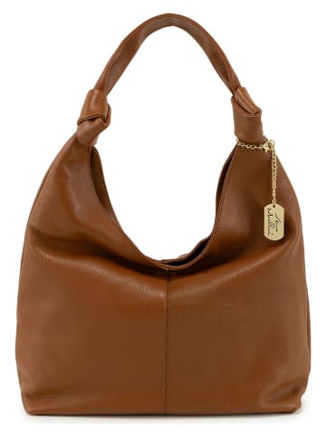 Anna Morellini Leren schoudertas "Agnetta" lichtbruin - (B)34 x (H)58 x (D)13 cm